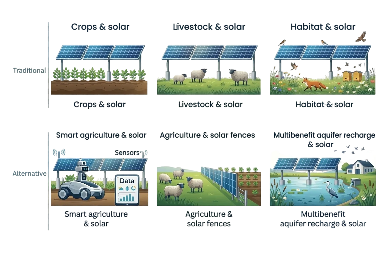 Figure 1. Agrivoltaic and Ecovoltaic Systems